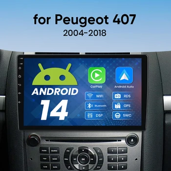Radio inalámbrica CarPlay Android Auto para Peugeot 407 2004-2008 reproductor Multimedia de coche GPS 2din Autoradio estéreo RDS Bluetooth DSP 1