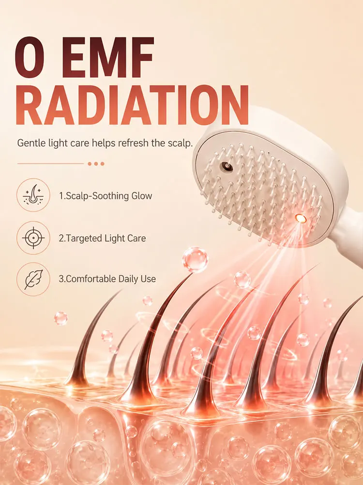 Nano Mist Hair Brush Electric Spray Comb Scalp Massager Rechargeable Detangling Brush Smooth Hair Care Device 2