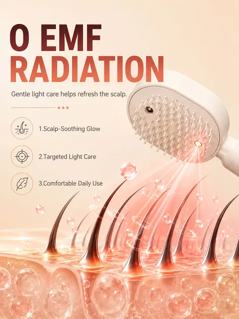 Nano Mist Hair Brush Electric Spray Comb Scalp Massager Rechargeable Detangling Brush Smooth Hair Care Device 2