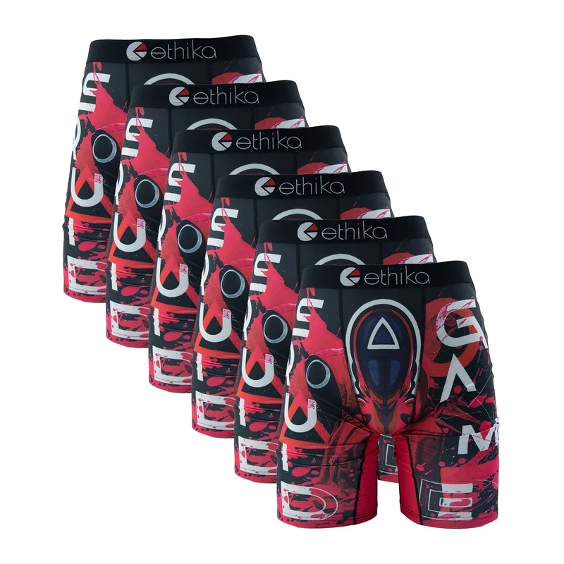 6Pcs ETHIKA Sexy Printed Men Underwear Boxer Shorts Underpants Breathable Man Panties Lingeries Plus Size Boxer Briefs S-XXXL 5