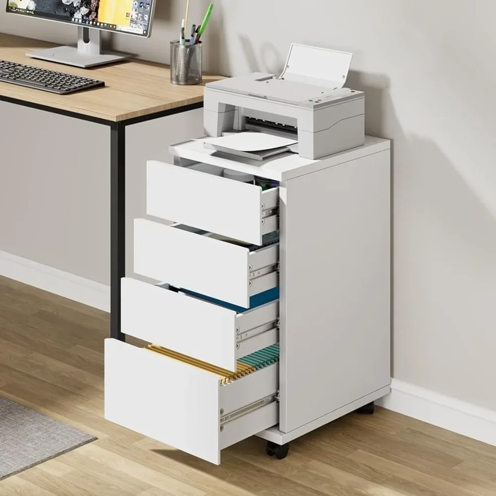 Mobile File Cabinet Filing Cabinets 4-Drawer Filing Cabinet with Wheels Storage Furniture Office Freight free