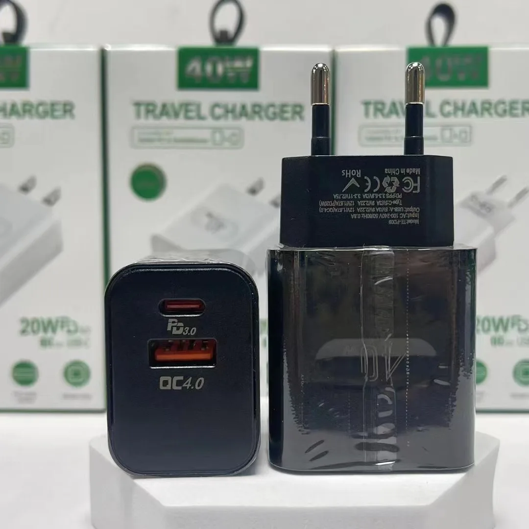 40W USB-C Fast Charger Adapter PD Wall Charger block PD QC 4.0 PPS Dual Port Type C Charger for iPhone Samsung Xiaomi oppo vivo — view 3