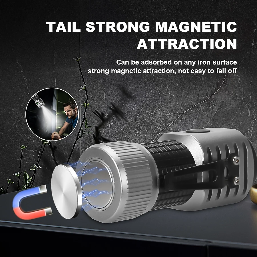 Description Picture 6 of itemPowerful Mini 4LED Flashlight With Pen Clip and Magnet Use 18350 Battery Rechargeable Outdoor Portable Torch Emergency Lantern