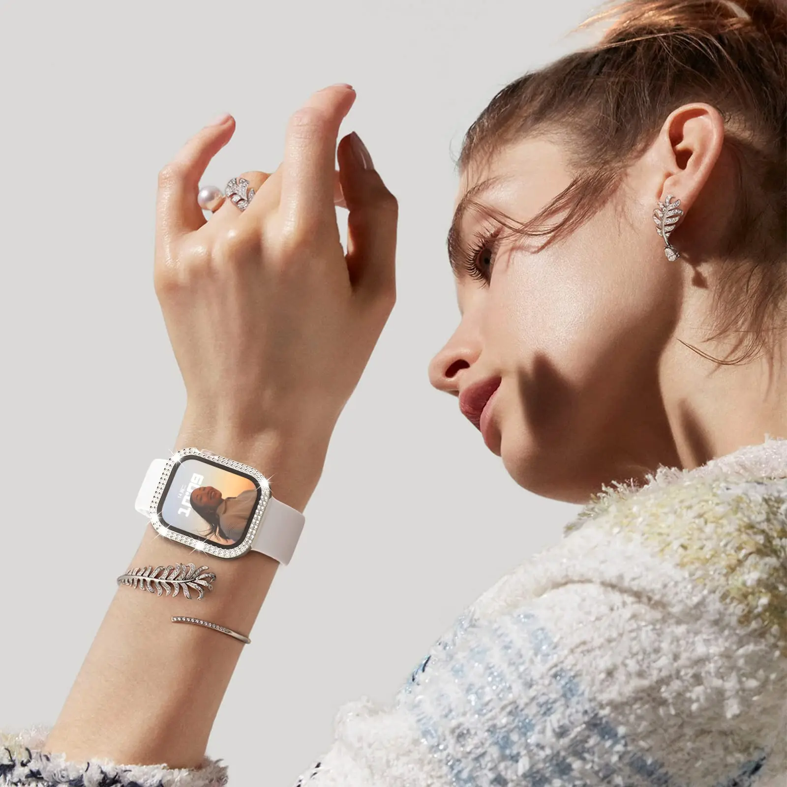 Luxury Bling Glass-Diamond Apple Watch Bumper Protector