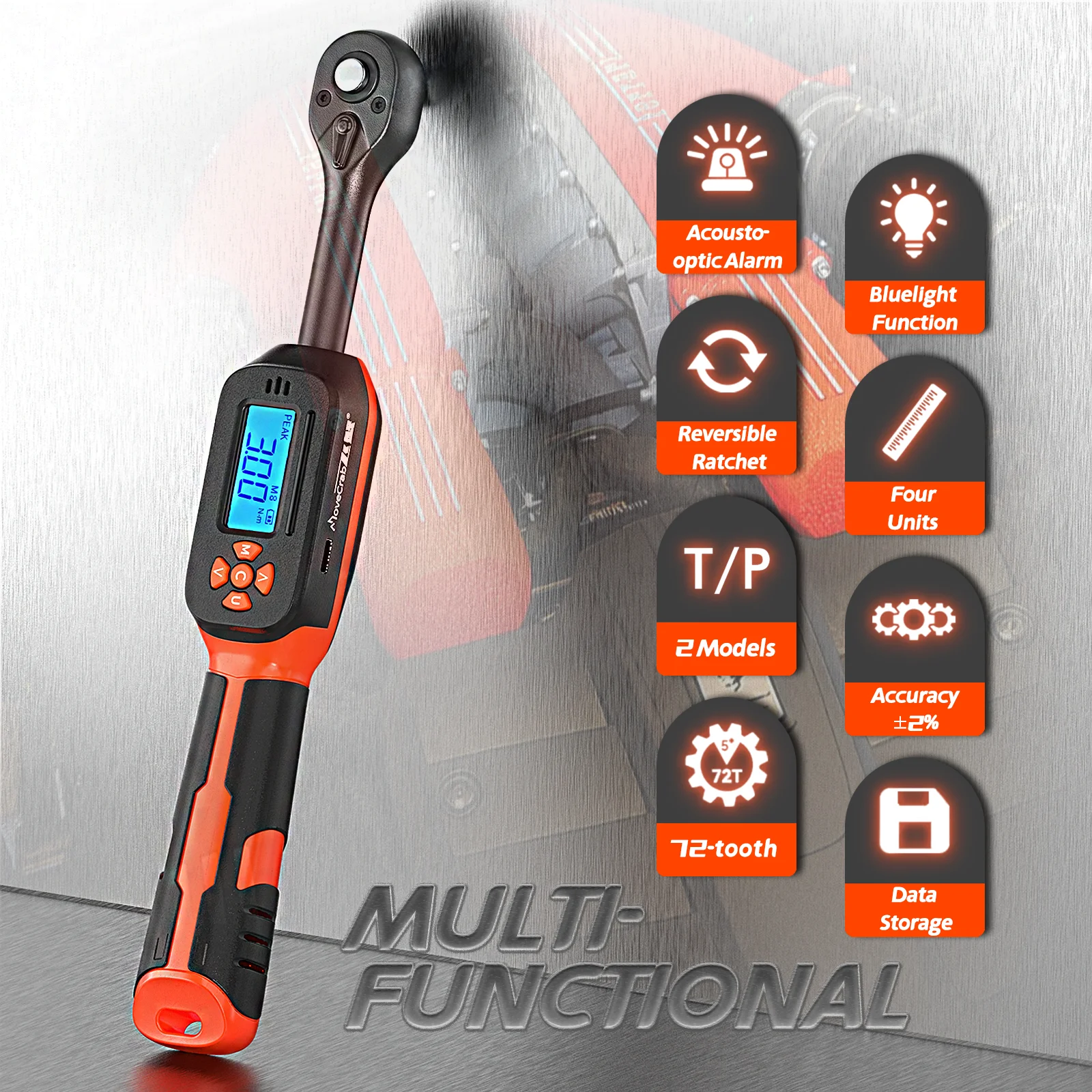 MOVECRAB Digital Torque Wrench 1–340N·m 6