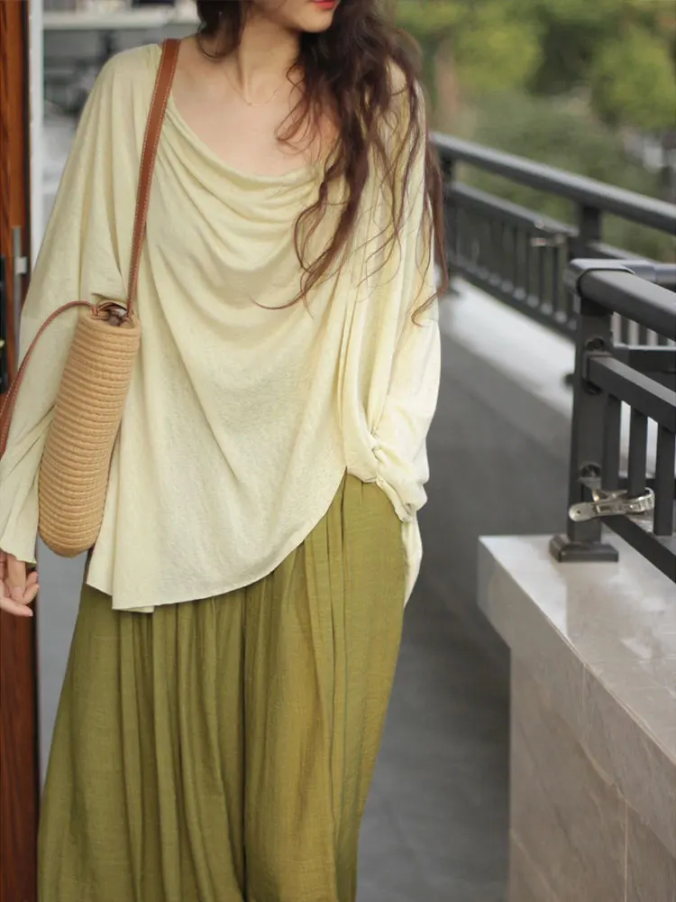 

Summer Irregular Design Sun Protection Shirt round Neck Loose Top for Women