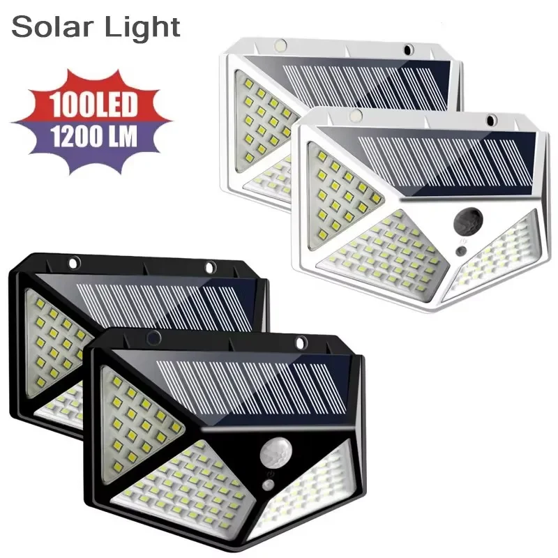 Solar Lamp Solar Wall Light Wall Light 100 LED Solar Wall Lights Outdoor Solar Lamp Waterproof Motion Sensor Powered Sunlight Street Lantern for Garden Decoration