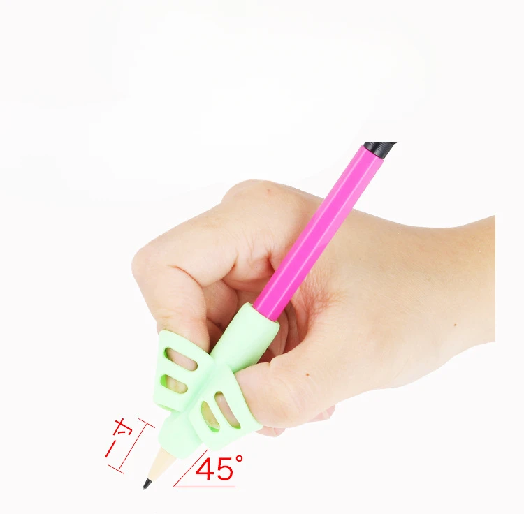 Color Soft Silicone Double Finger Pen Grip for Pencil Kids Writing Posture Corrector Student Learning Writing Tools 3Pcs/pack pencil finger grip
