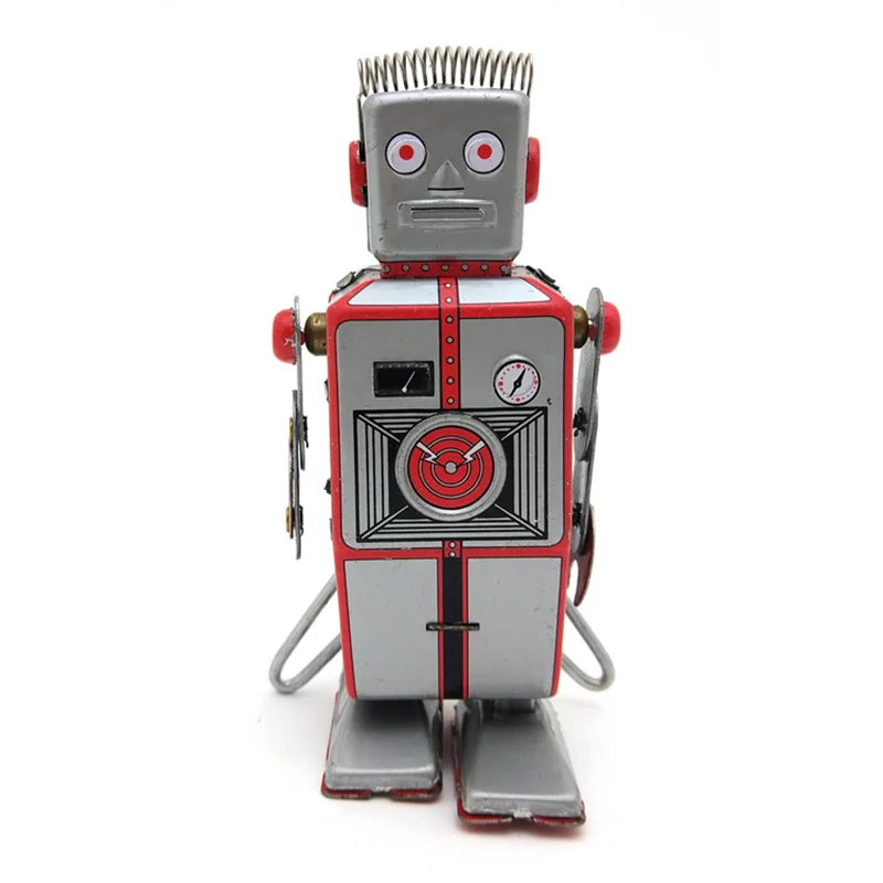 Retro Clockwork Wind Up Toy 5.5x4x10CM Vintage Mechanical Robot Tin Toys For Home Bar Decor Collection Gifts