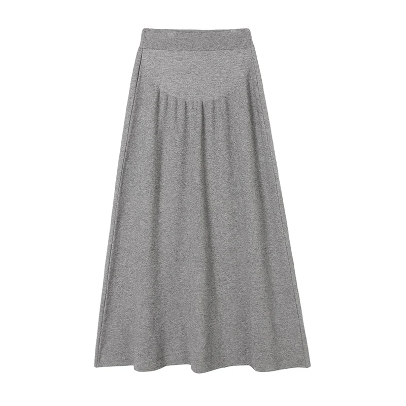 5568# Autumn Winter Knitted Maternity Long Skirts Elastic Waist Belly A Line Swing Clothes for Pregnant Women Loose Pregnancy