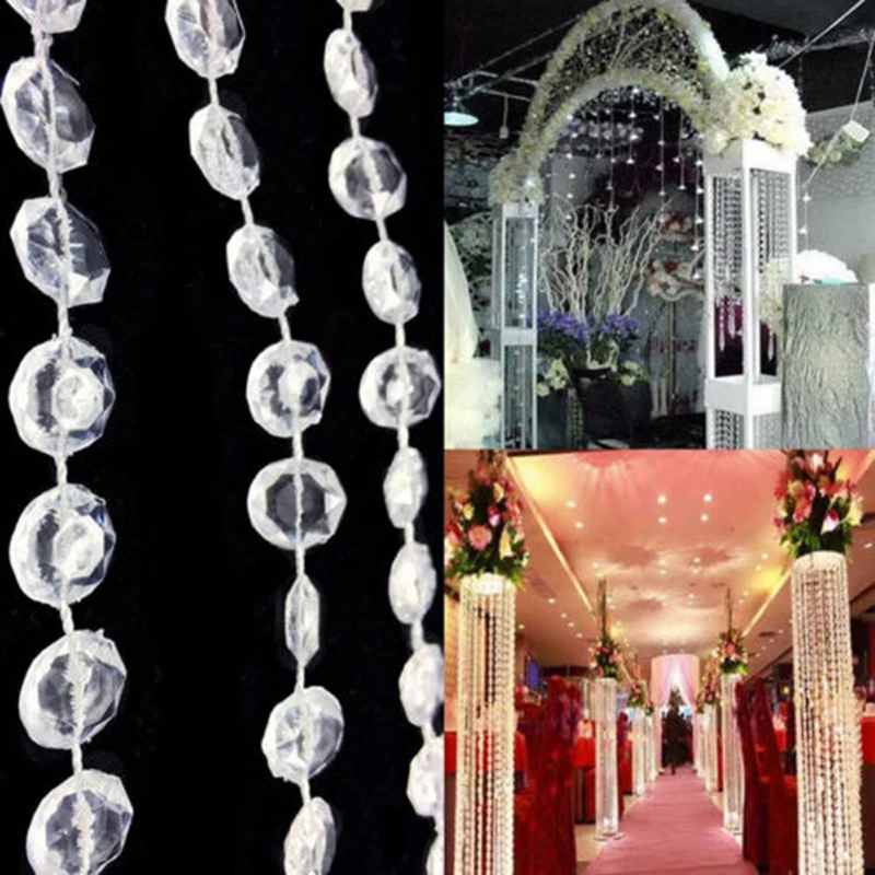 Wedding Acrylic Iridescent Beads Strand Chain Christmas Party Decoration  Diamond Crystal Garland Home Rhinestone Curtain Line - AliExpress