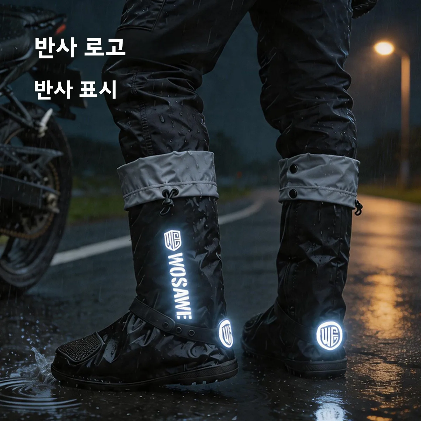 워세이브 하이튜브 방수 신발커버 남녀공용 두꺼운 미끄럼방지 내마모성 재사용 가능 비오는 날씨 사이클링 오토바이 장비 액세서리