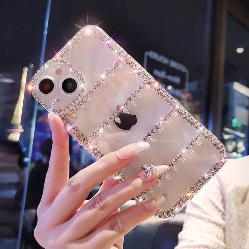 

Transparent Female for IPhone 13 12 11 Full Diamond Luxury Fashion Belt Phone Case For IPhone 11 12 13 Pro Max Mobile Phone Case