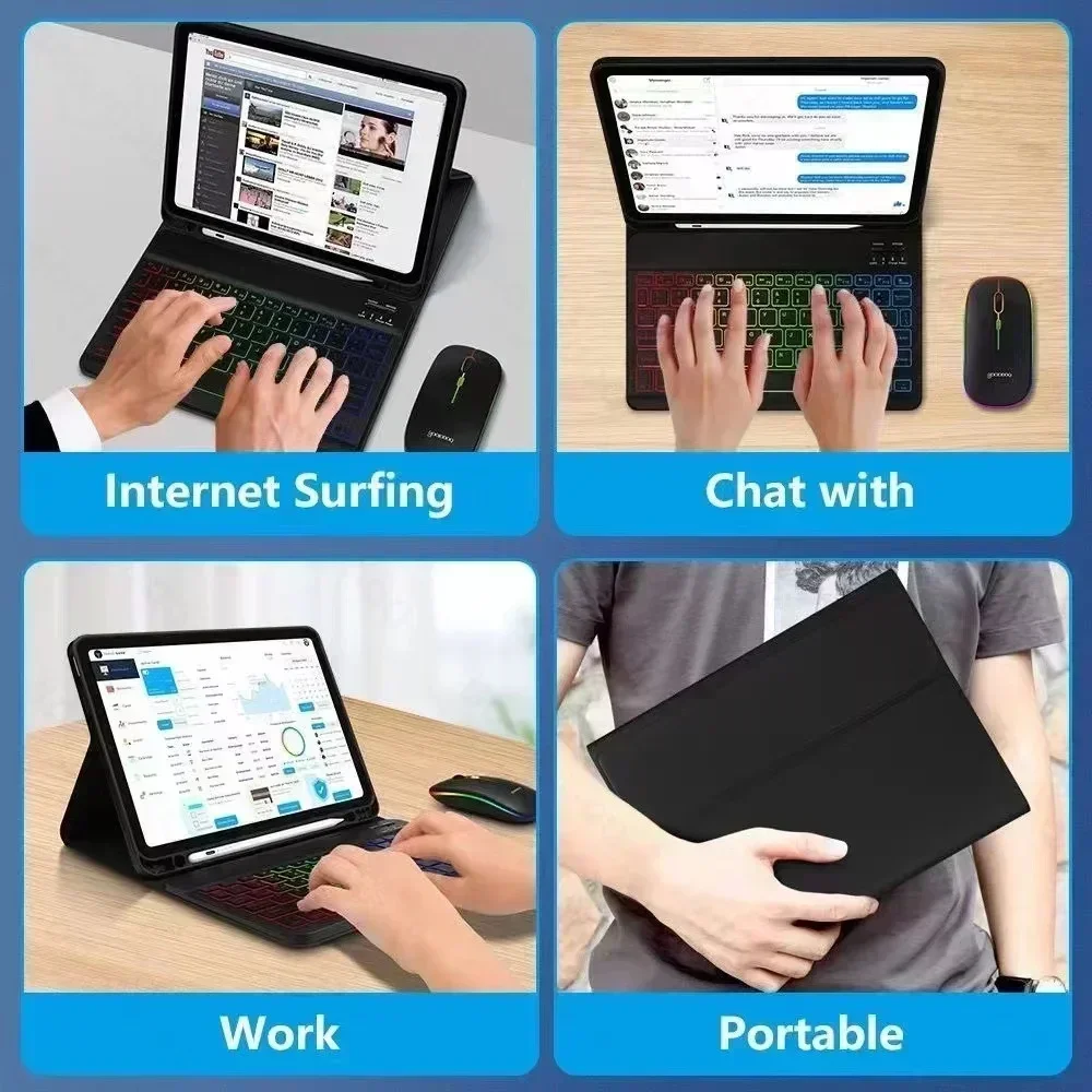 Bluetooth Backlit Keyboard Cover with Protective Case