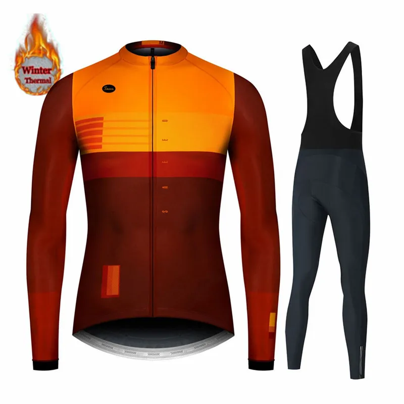 Cycling Jersey Suit Winter Thermal Fleece Bicycle Sport Riding Bike MTB Clothing Bib Pants Warm Sets