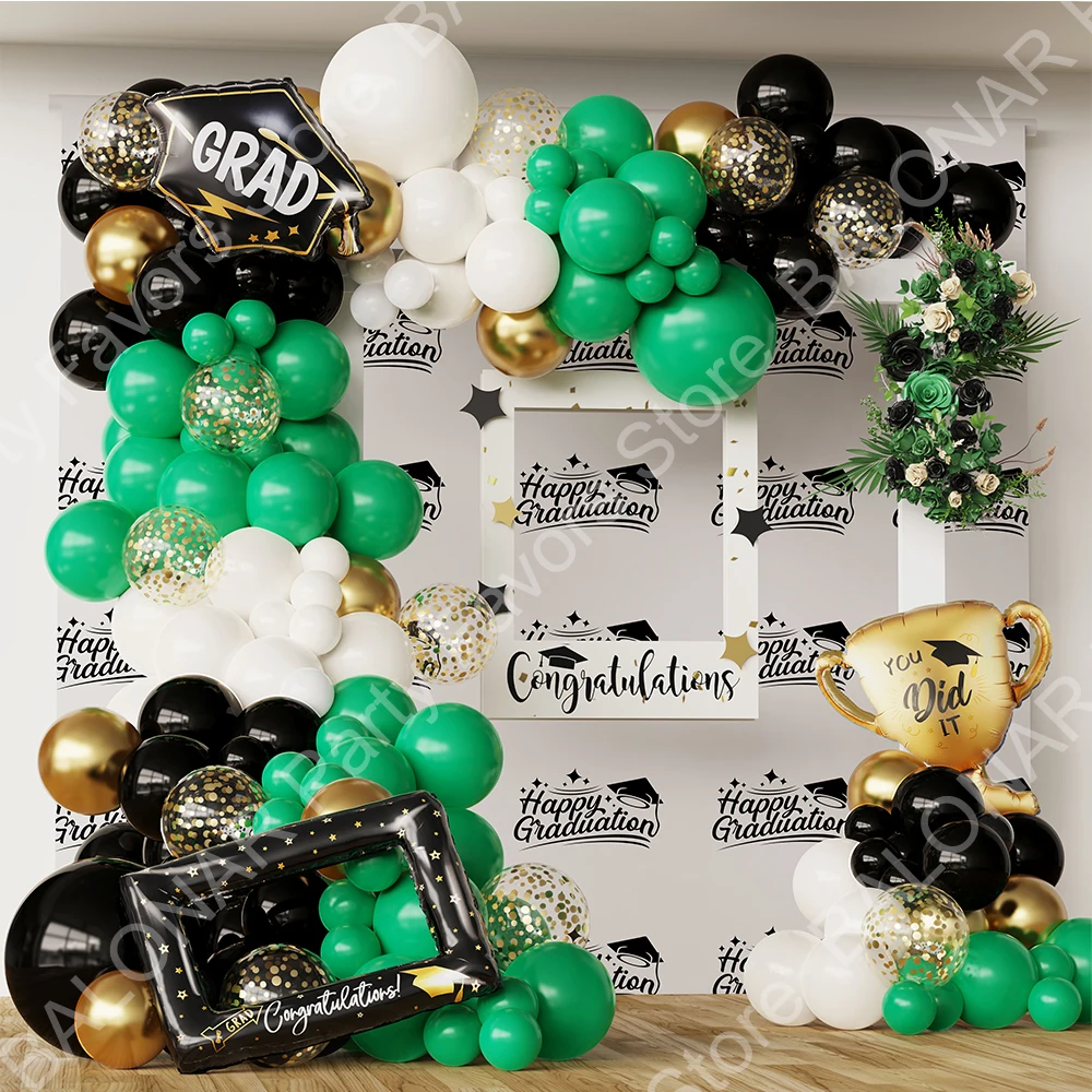 

123pcs New Photo Frame Trophy Hat Red White Silver Black Balloon Arch Garland 2023 Congratulation Grad Party Decoration Supplies