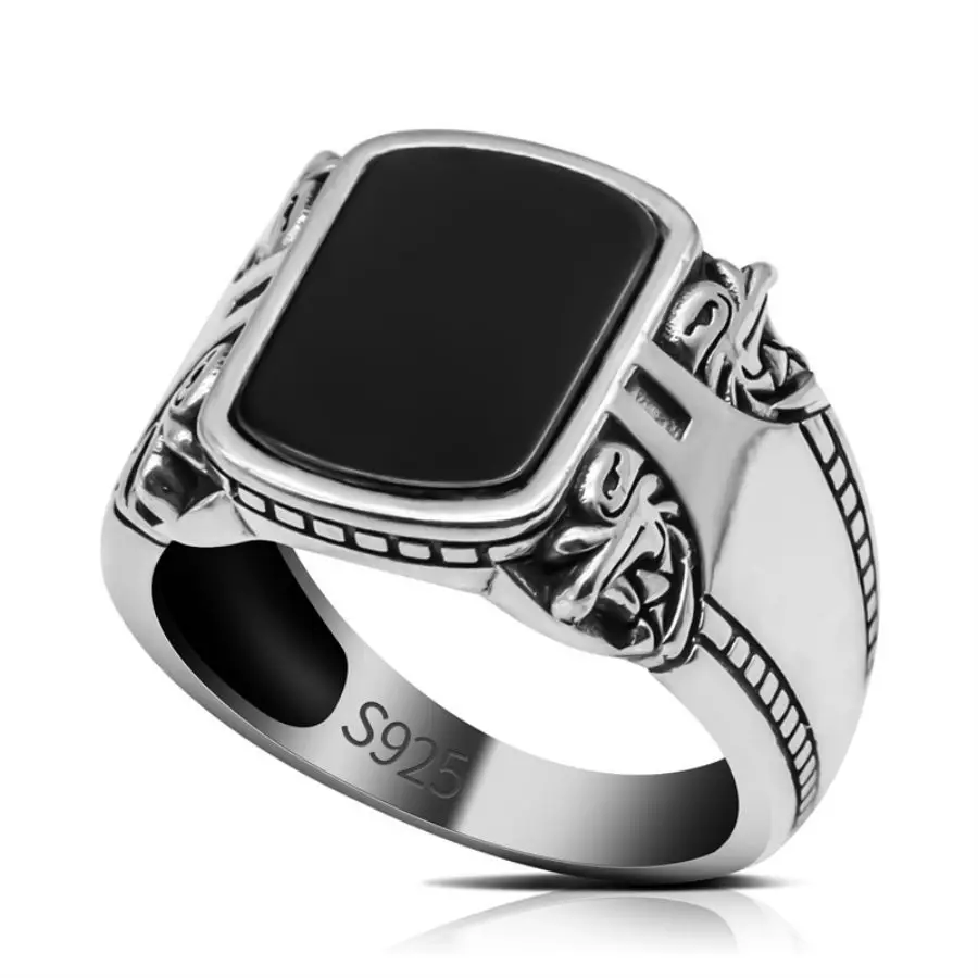 Black Stone Ring Silver Ring Designs For Mens With Price