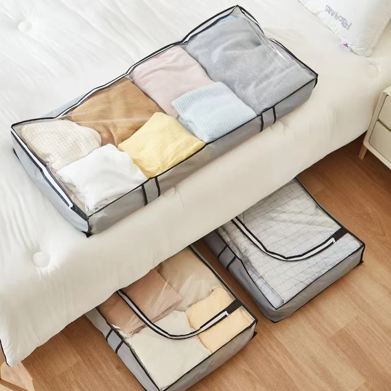 2/4PC 105*45*15cm Under-Bed Storage Bag PEVA Waterproof Quilt Storage Bag Large Capacity Foldable Clothing Bag,storage bag,storage box,clothes organizer,clothes storage bag,clothes storage box,foldable storage bags,clothes storage organizer,foldable storage bag,quilt storage bag,bed storage bag