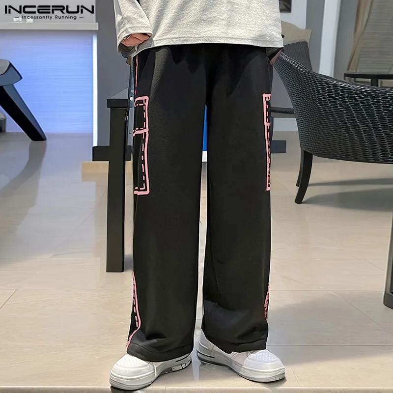 INCERUN 2024 Korean Style Trousers Mens Casual Splicing Line Design Long Pants Leisure All-match Pocket Straight Pantalons S-5XL 3