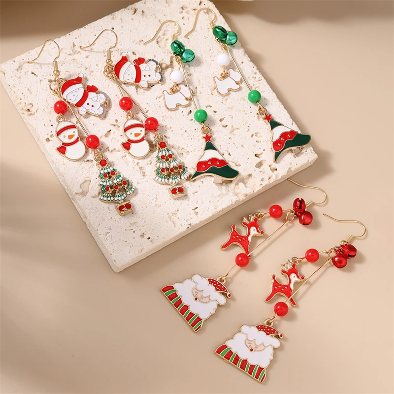 Mode Frohe Weihnachten Tropfen Ohrringe für Frauen Santa Claus Baum Glocke Baumeln Haken Ohrringe Mädchen Neue Jahr Festival Schmuck Geschenk – Detail 11