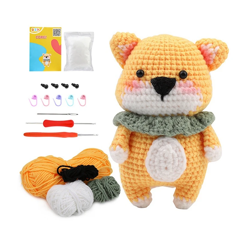 

DIY шарф Сиба-ину Набор для вязания крючком с вязаными маркерами Easy Yarn Ball, инструкция