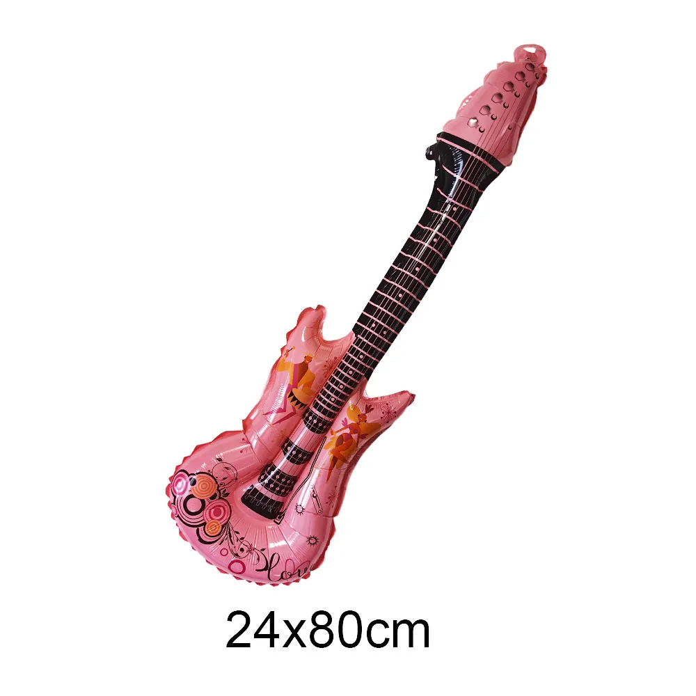 4 Chitarre Gonfiabili Da 90 Cm A Forma Di Fiamma: Set Di Strumenti Musicali Giocattolo In PVC Per Decorazioni Feste Rock, Compleanni, Eventi - 2