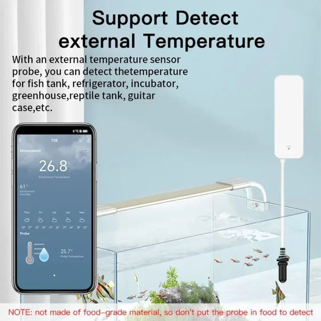 Tuya WiFi Temperature Humidity Sensor With External Probe for Smart Home Hygrometer APP Monitoring For Plants Aquarium Winery 2