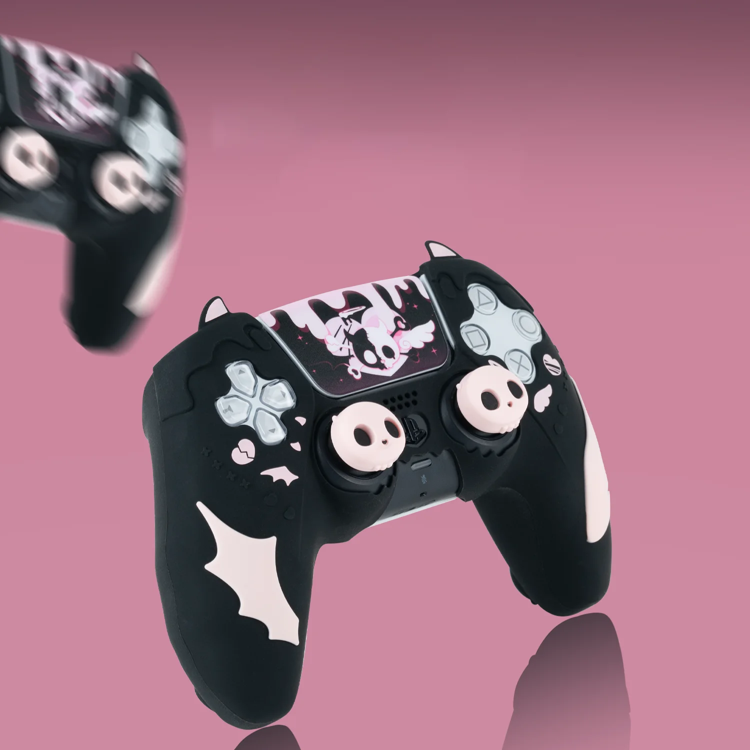 Geekshare-sweetheart Skull Controller Skin Conjunto para Ps5 Capa Protetora para Playstation Apertos de Polegar e Adesivo - Image 4