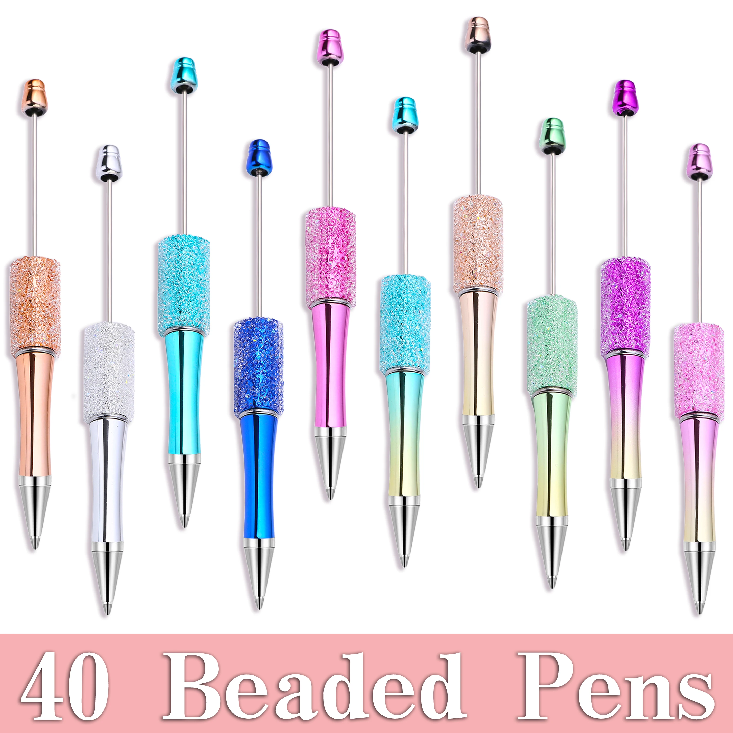 

40PCS Wholesale Full Star Beaded Pen Creative DIY Handmade Sticker Set Diamond Beaded Ballpoint Pens