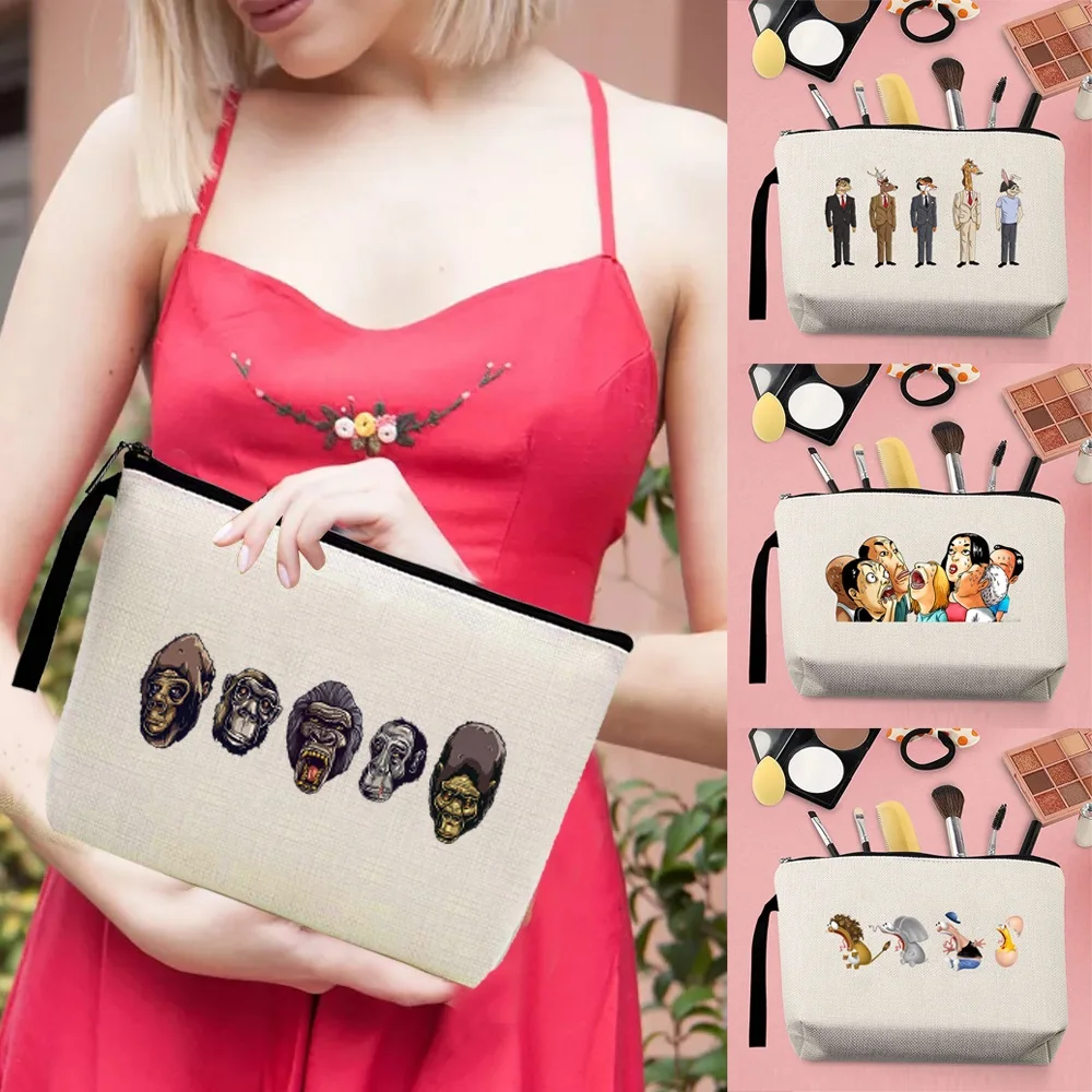 

Women's Makeup Bag Travel Toiletry Organizer Case Bridesmaid Cosmetic Bag Purse Zipper Pencil Pouch Cartoon Series Print