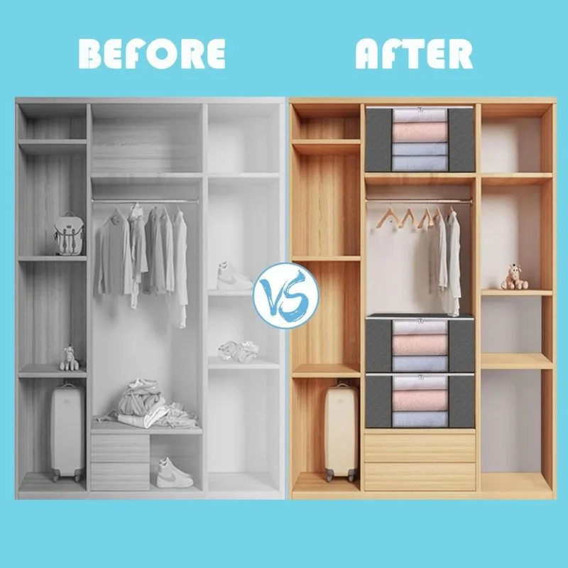 Extra Large Capacity Non-Woven Fabric Storage Bins for Clothing Home and Bedroom Organizer with Clear View Windows Carry Handles