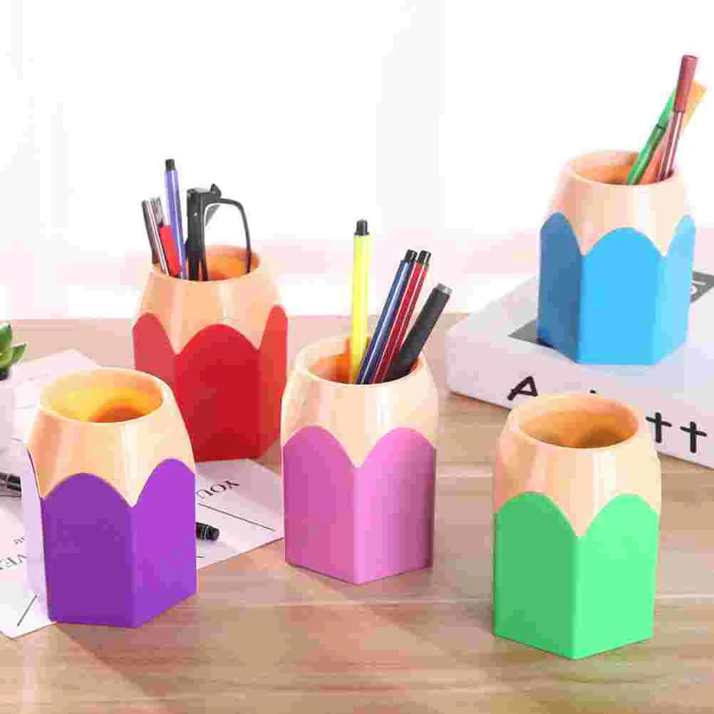 

10 Pcs Pencil Holder Pink Colored Pencils Dispenser for Classroom Desk Organizer Storage Head Abs Holders Buckets Office