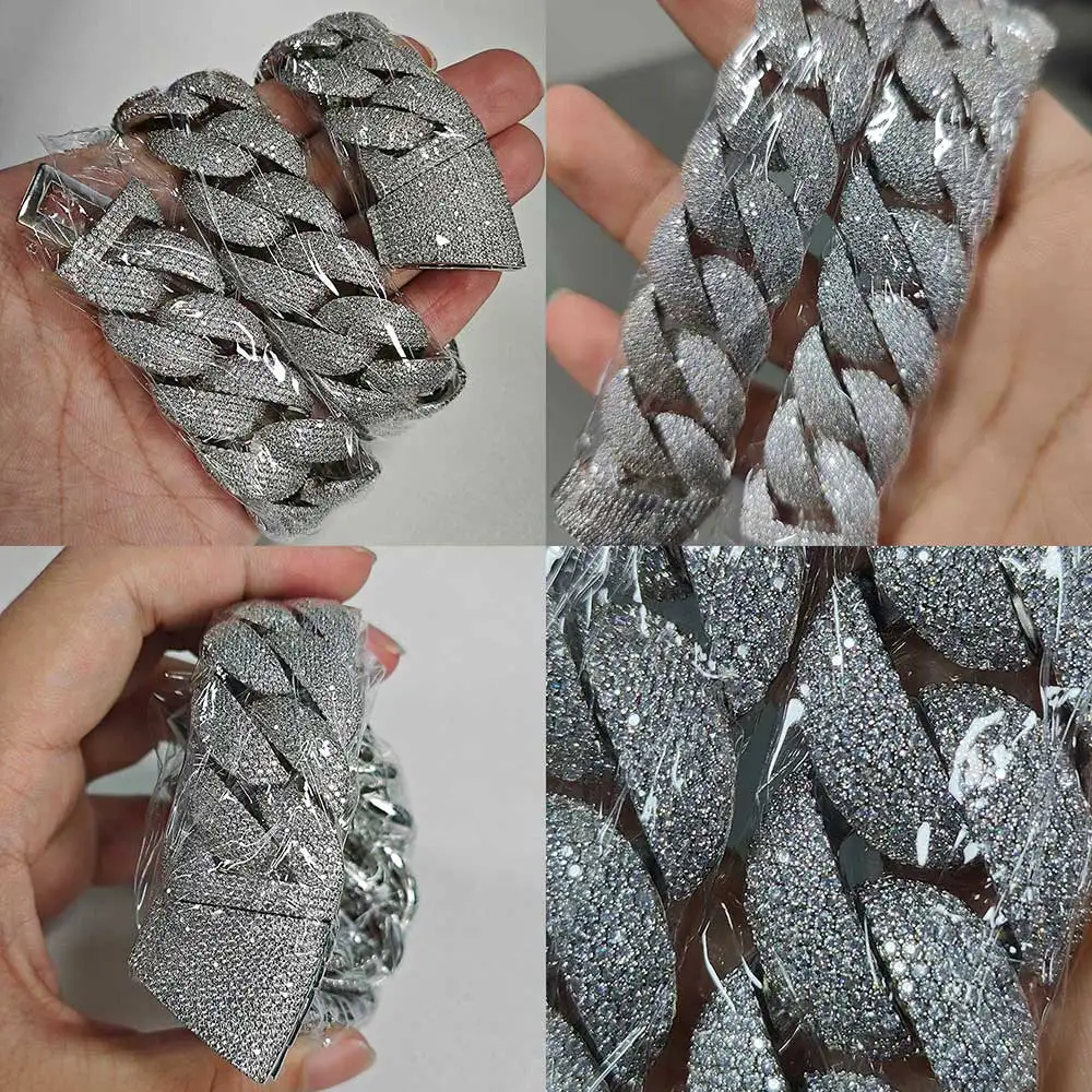 Good Quality 22mm Bubble Pave Setting 6 Rows CZ Cuban Link Chain Fashion Hip Hop Jewelry Cubic Zirconia Necklaces Mens Luxury