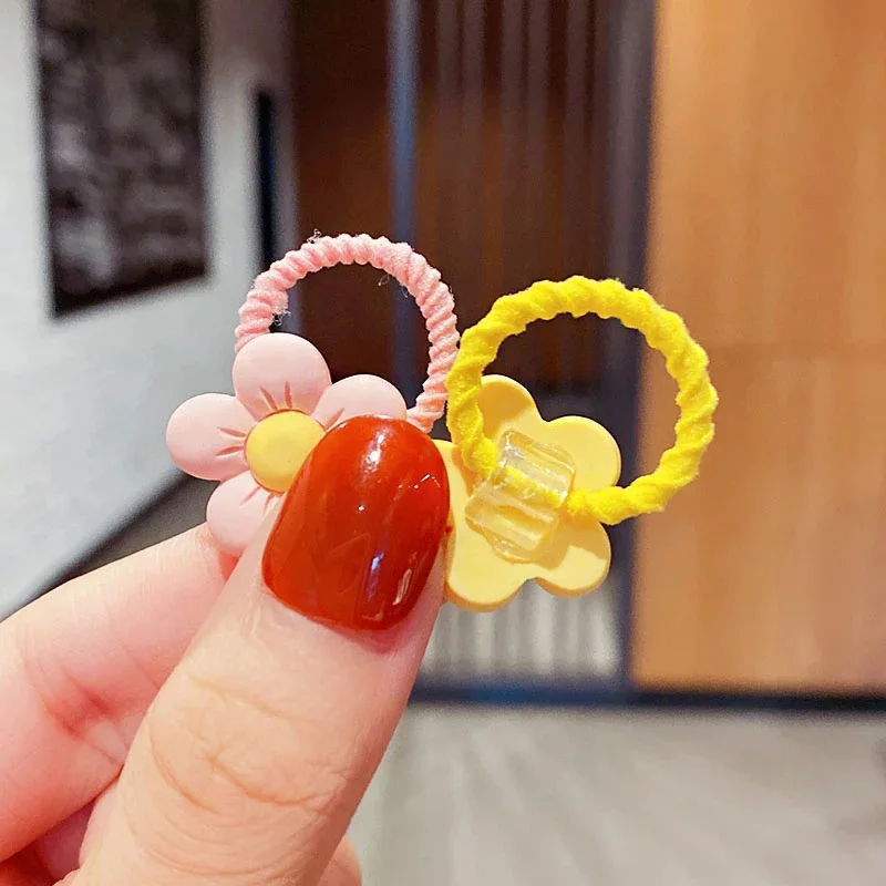 10Pcs/Set Baby Girl Cartoon Flower Elastic Hair Bands Ponytail Holder Children Scrunchies Hair Ties Headwear Kids Hair Accessory