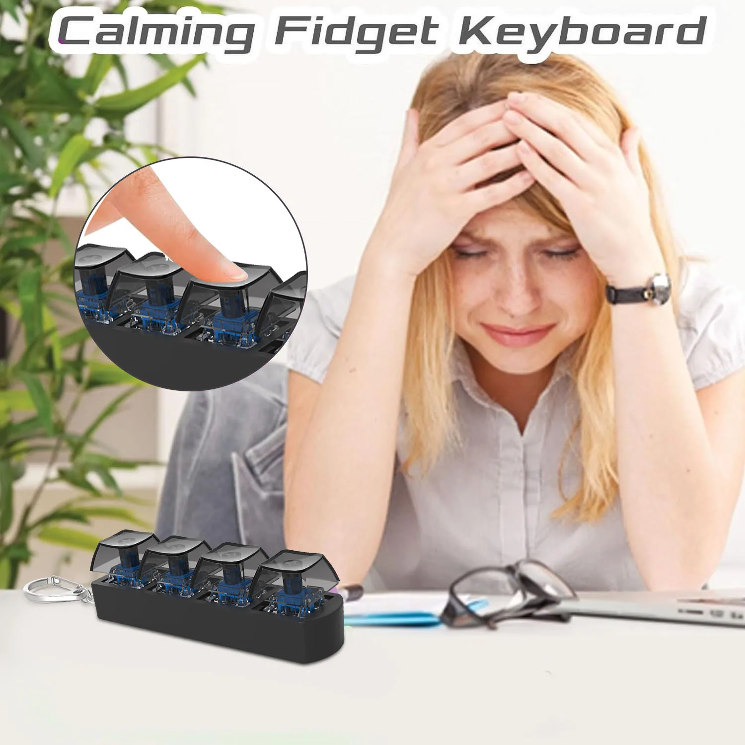 Transparent Black 4 Keys Keyboard Keycaps Fidget Toy Party Stress Relief DIY Keycaps Toy Keyboard Caps Anti-Anxiety Point Keycap sensory fidget toy anti stress toy fidget toy finger sensory toy