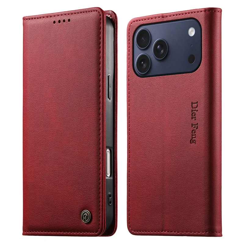 Premium Anti-theft Leather Flip Wallet Phone Case - Matte Finish