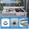 304 Stainless Steel Sink Single Bowl Commercial Kitchen Sink w/Workbench, Stainless Steel 47" x 24" x 32" 6