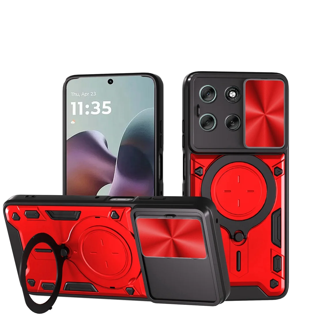 Slim Shockproof Phone Case with 360° Ring Holder and Magnetic Car Mount Feature
