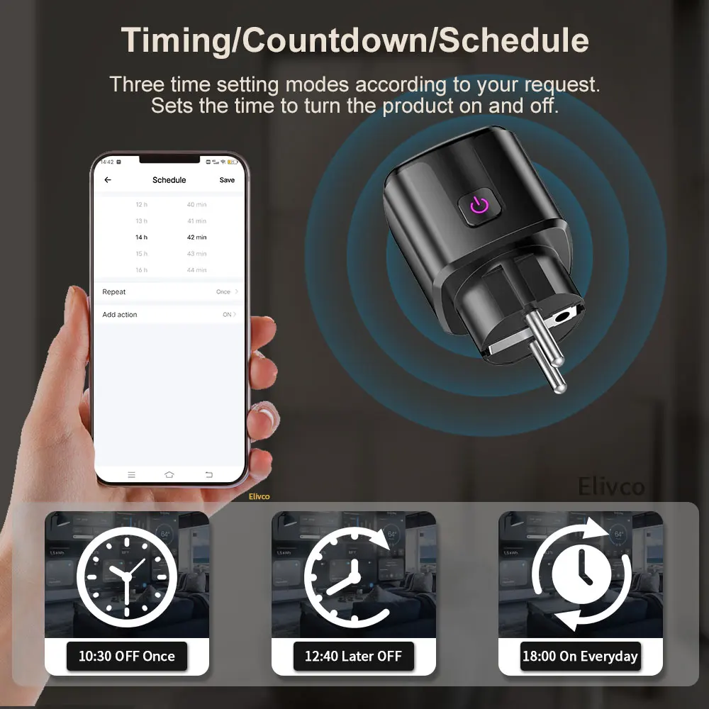 eWelink Zigbee Smart Plug Socket Timing/Countdown/Power Monitoring, Supports Hom