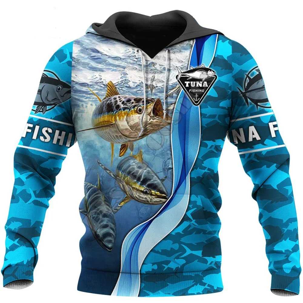 

3D Printed Tuna Fishing Pattern Men's Hoodie Harajuku Street Sweatshirt Unisex Casual Pullover Autumn Jacket Essential Sportswea