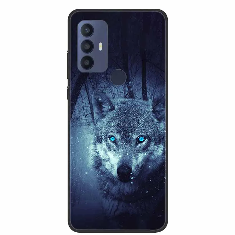 Black Silicon Animal Design Soft TPU Phone Case - Cool Wolf Edition, Flexible Protection Shell