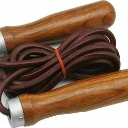 EVO Fitness PRO Leather Skipping Jump Rope Indoor Gym Workout Wooden Handles