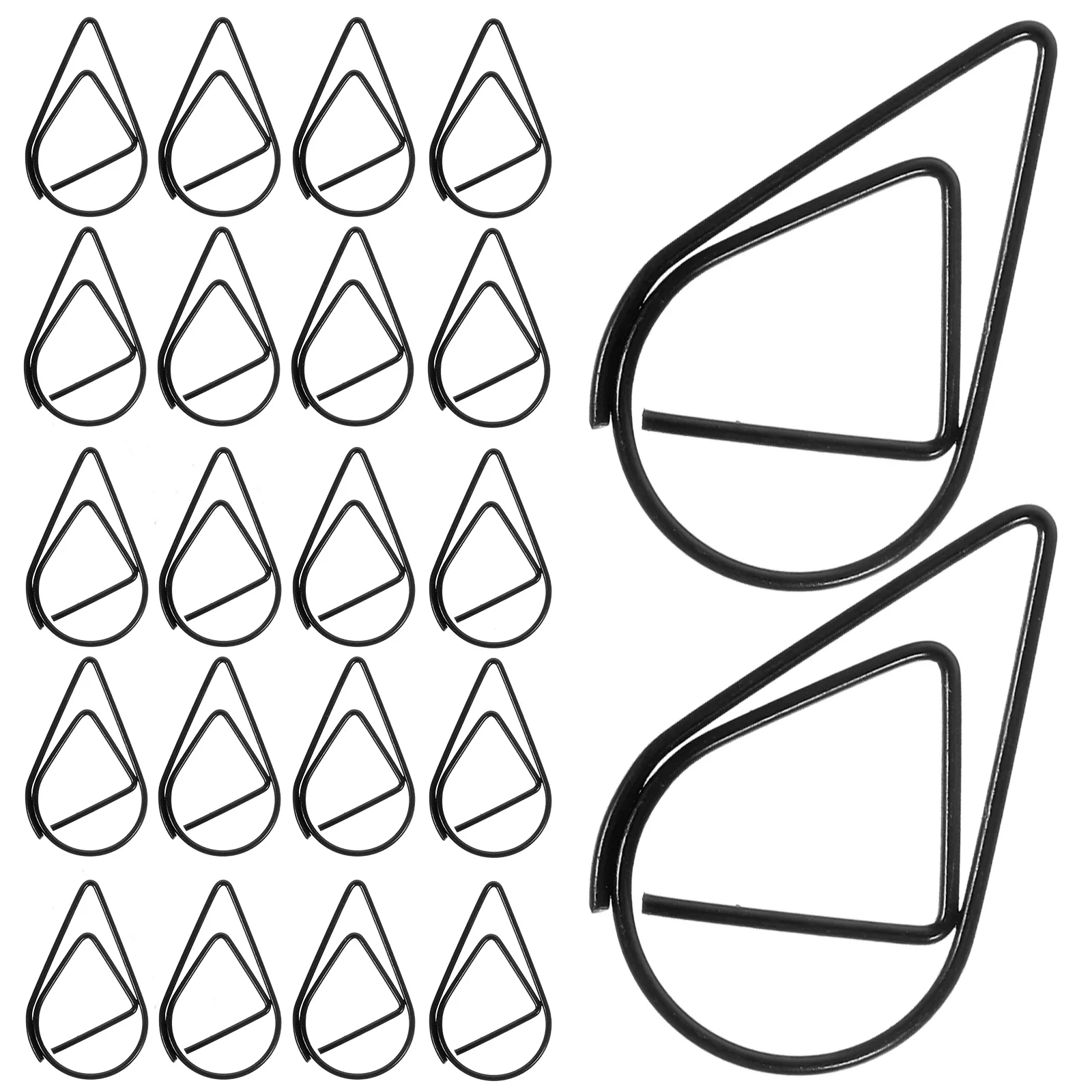 100 Pcs Modeling Paper Clips Metal Material Water Drop Shape Golden Silver Black Colored Bookmark Memo Clips 2.5x1.5cm