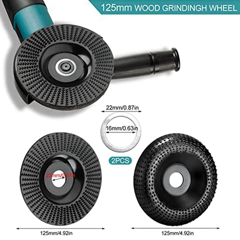 Wood Grinding Wheel For Angle Grinder 125Mm Wooden Carvings Wood Milling Cutter 2 Pack