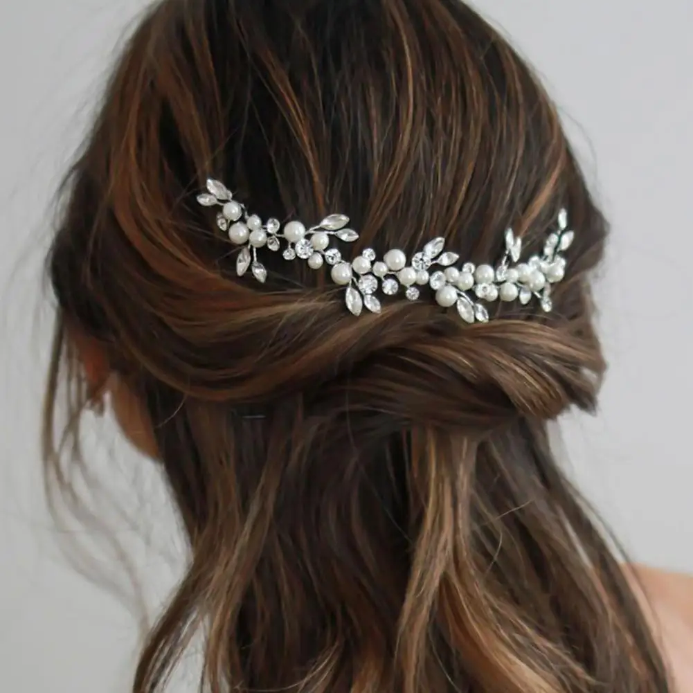 Hair Accessories Bridal Hair Accessories Fabulous Bride Headdress Wired Bride Wedding Headdress Faux Pearl Decorative Exquisite Hair Jewelry Wedding Accessories