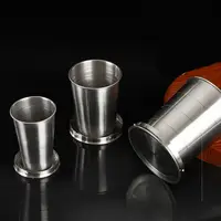 Stainless Steel Folding Cup Portable For Outdoor Travel Retractable Telescopic Collapsibles Cups With Keychain Coffee Cup 2