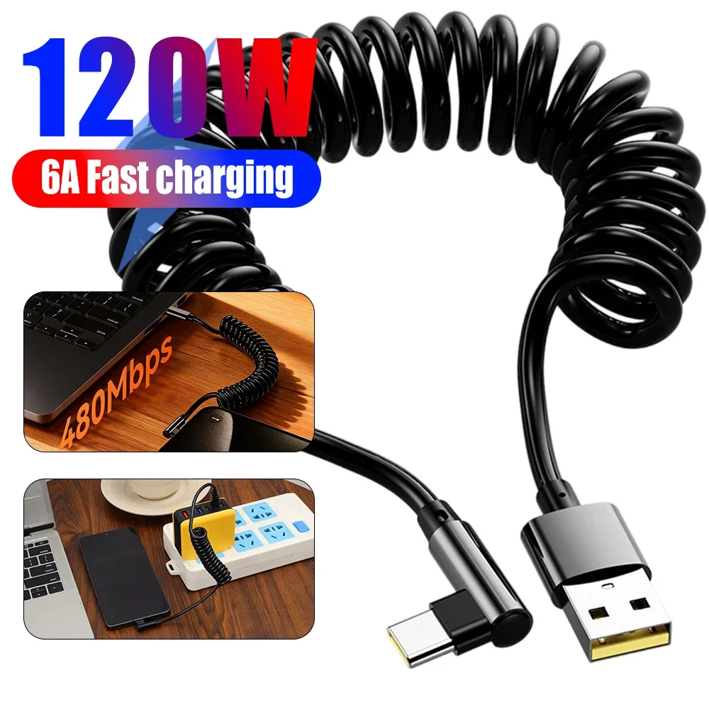 Ultra-Fast USB Type-C 120W Quick Charge Retractable Cable