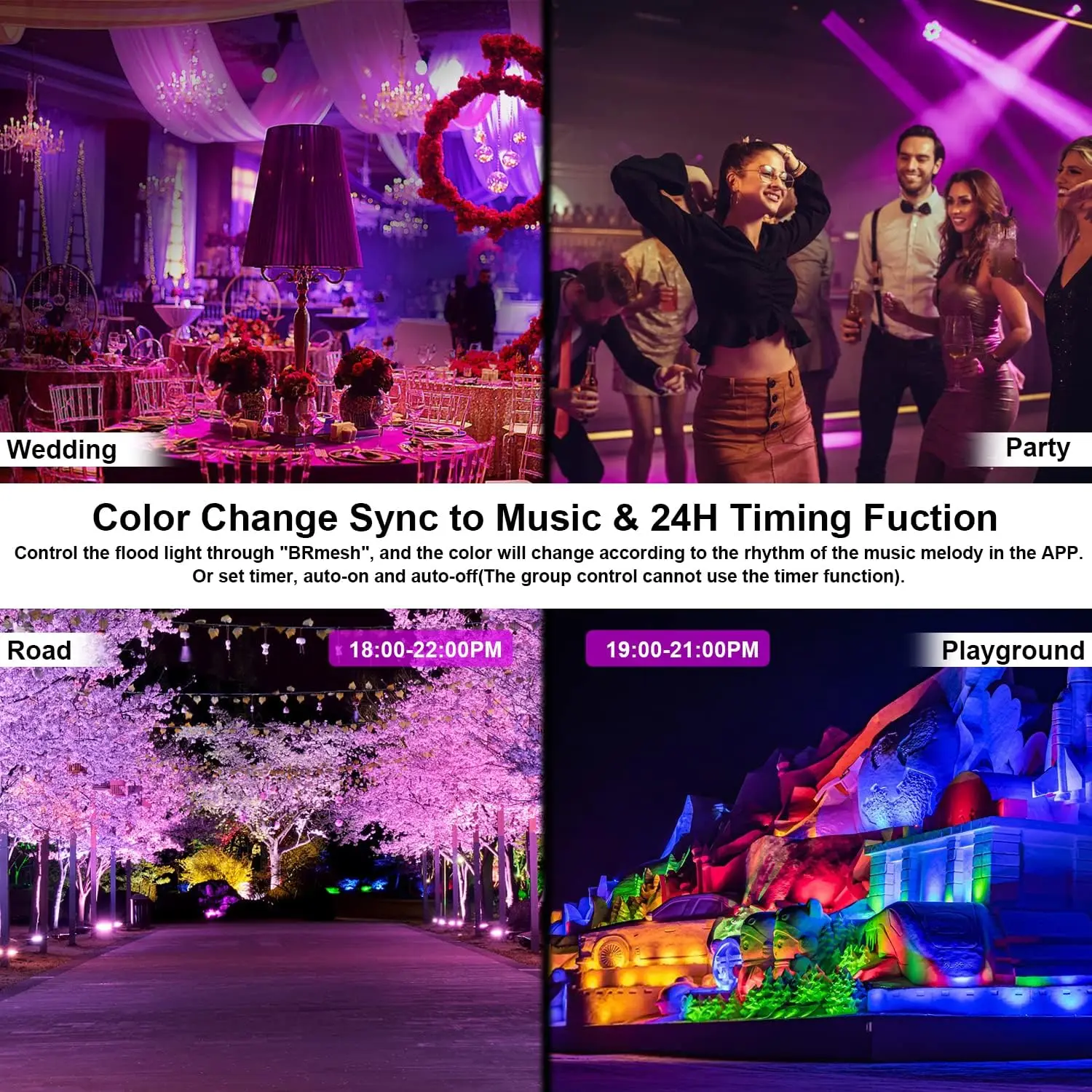 LED Flood Light Outdoor 800W Equivalent 8000LM, Smart RGB Color Changing Landscape Lighting with APP Control, IP66 Waterproof