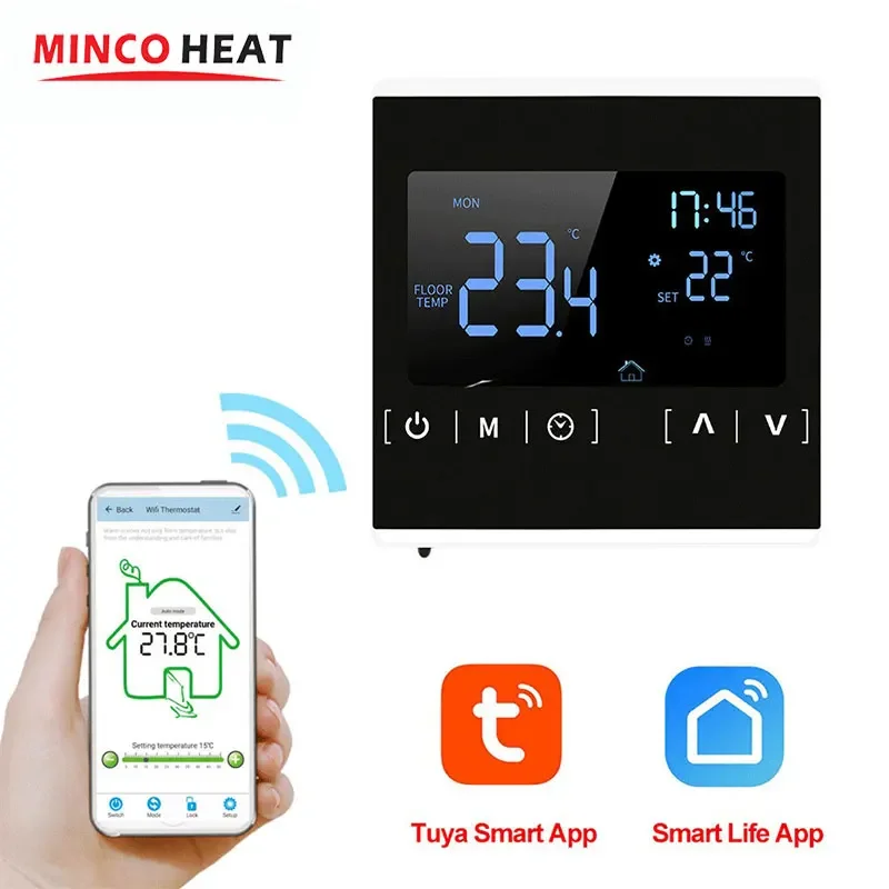 สมาร์ท WIFI 220v110V ชั้นร้อน Room Thermostat ไฟฟ้า/หม้อต้มแก๊ส/น้ําเครื่องทําความร้อนเสียงอุณหภูมิฟาเรนไฮต์ 1