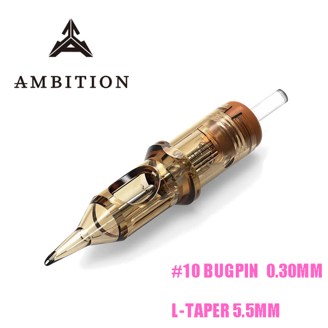 Ambition Tattoo Cartridge Needles #10 0.30mm Bugpin Curved Magnum